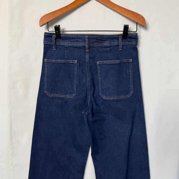 Zara The Patch Pockets Marine Straight in Iconic Blue Stretch Jeans Size 8 - Picture 6 of 12